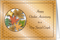 Happy Wedding Anniversary, October, autumn leaves card