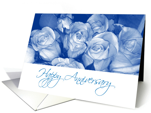 Wedding Anniversary to Minister & Wife, blue roses card (987379)