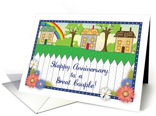 Wedding Anniversary, folk art, primitive style card (989043)