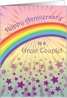 Wedding Anniversary, rainbow, stars, sunburst card