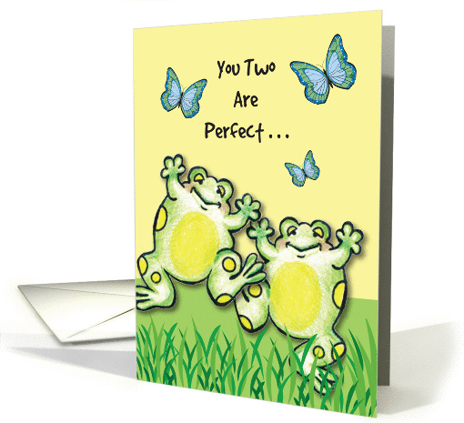 Anniversary, Grandson & Wife, frogs, butterflies card (990057)