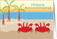 Happy Anniversary, beach/coastal theme, crabs card