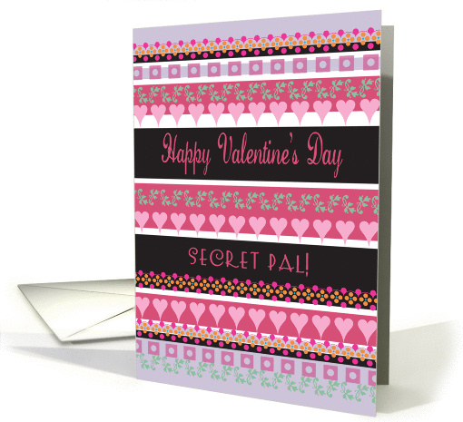 Happy Valentine's Day to Secret Pal, colorful stripes card (992933)