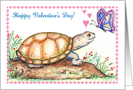 Happy Valentine’s Day, turtle theme, butterfly card