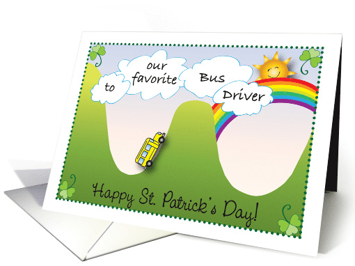 Happy St Patrick's Day, to bus driver, school bus card (995623)