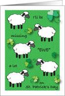 Missing Ewe on St Patrick’s Day, sheep card
