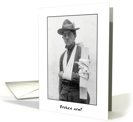 Get Well, broken arm, vintage photo card (999065)
