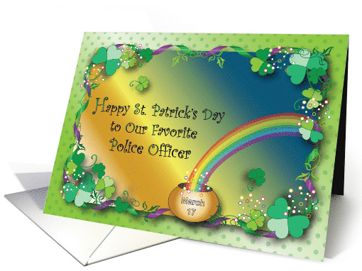 St Patrick's Day for Police Officer, rainbow card (999077)