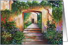 Happy Birthday Golden Arch Walkway in Garden card