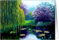 Garden Path, Landscape, Willows, Water Lillies card