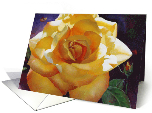 Blank Any Occasion Yellow Rose with Butterfly card (913895)