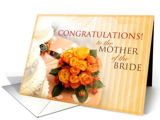 Congratulations to the Mother of the Bride orange roses card (493870)