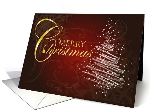 Merry Christmas Tree and snowflake Gold card (730685)
