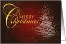 Merry Christmas Tree and snowflake Gold card