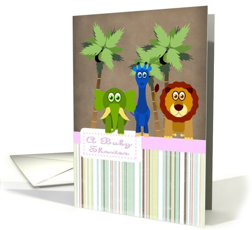 Jungle Baby shower- Girl card (585142)