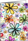 Colorful Watercolor Floral Daisy Background card