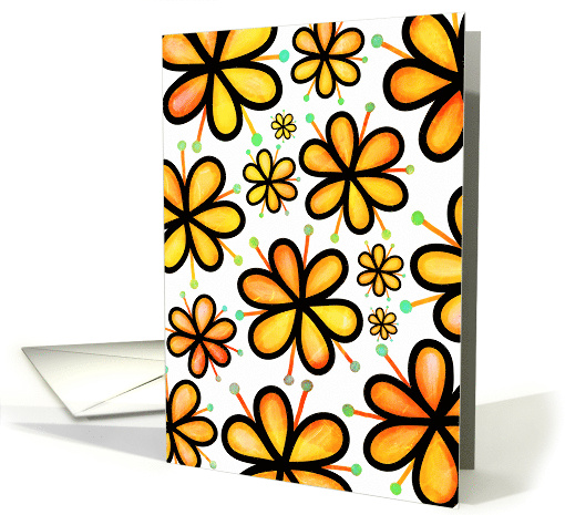 Yellow Watercolor Floral Buttercup Doodles card (1767778)