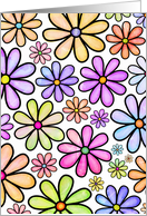 Colorful Doodle Daisy Watercolor Background Art card