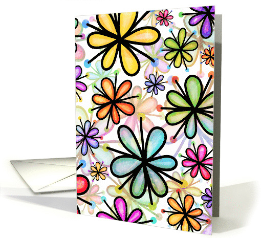 Colorful Watercolor Floral Daisy Background card (1767790)