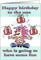 Juggling Birthday Clown card