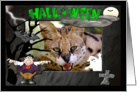 Halloween African Serval Cat card