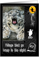 Snow Leopard Halloween Card