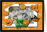 Snow Leopard Halloween Card