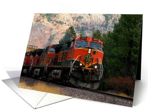 Triple header, train on track card (673744)