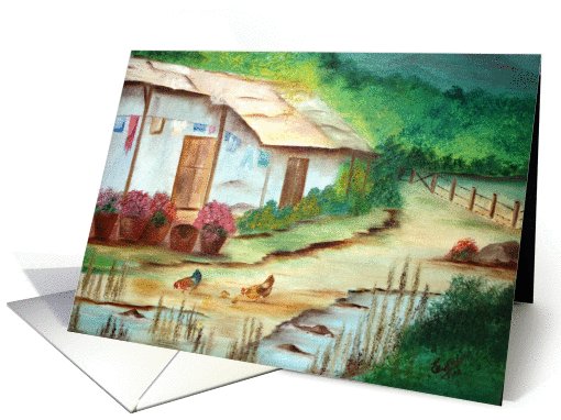Country House- Oil Painting card (631633)