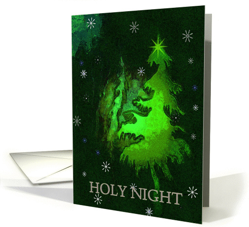 Happy Holidays, Holy Night, Treess with Snowflakes card (876771)