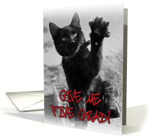 CONGRATS GRADUATE! Black cat high five card (639493)