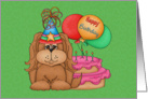 Dog, Cake and Balloon Kids Birthday Card
