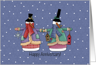 Snowmen Winter Wedding Anniversary card
