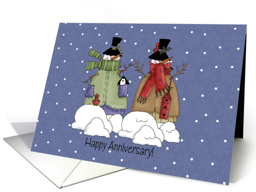 Snowmen Winter Wedding Anniversary card (1005211)
