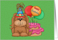 Dog, Cake and Balloon Kids Birthday Card