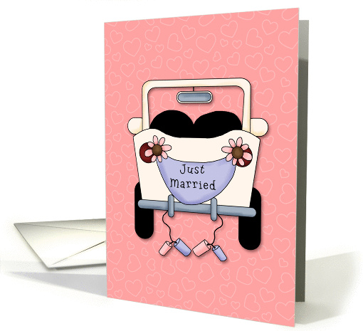 Just married, car with banner and cans card (1099478)