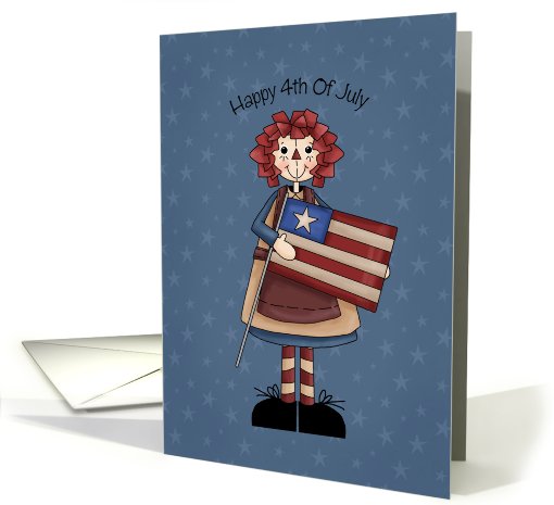 Happy 4th of July, rag doll with flag card (684011)