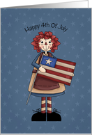 Happy 4th of July, rag doll with flag card