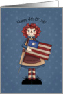 Happy 4th of July, rag doll with flag card