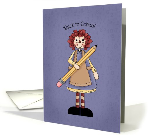 Back to School, rag doll with pencil card (684012)