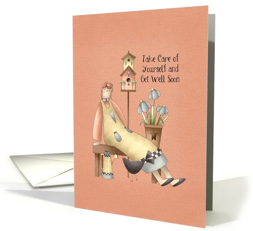 Get Well Soon. Prim Girl card (694748)