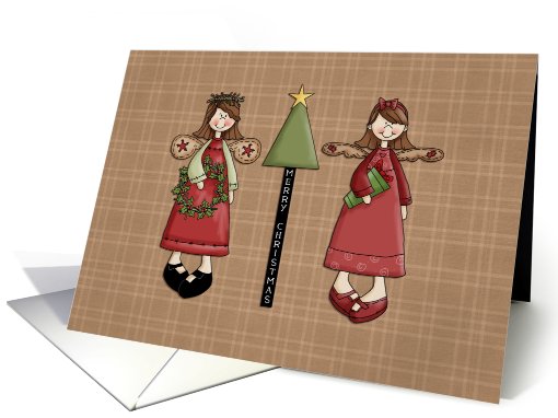 Merry Christmas Twins. Prim Girls card (694775)
