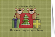 Special Christmas Twin Boys, Prim Bears card