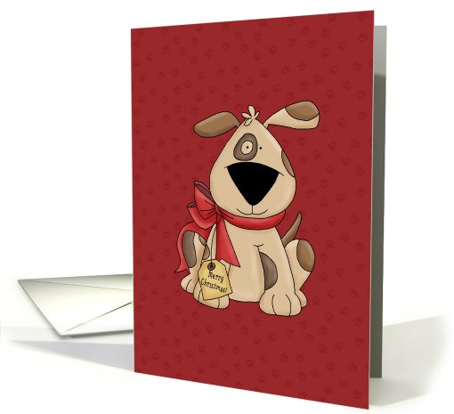 Merry Christmas Dog with bow card (697982)