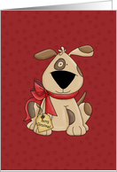 Merry Christmas Dog with bow card