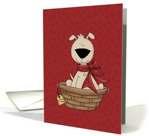 Merry Christmas Dog with bow card (697990)