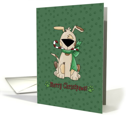 Merry Christpaws Dog with bow and candy card (698008)
