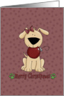 Merry Christpaws Dog with bow and ornament card