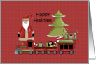 Happy Holidays Santa, Toys and Tree card