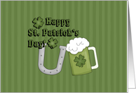 Happy St. Patrick’s Day, Green Beer & Shamrocks card